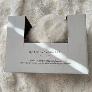 Cotton + Cashmere Faux Fur Slippers